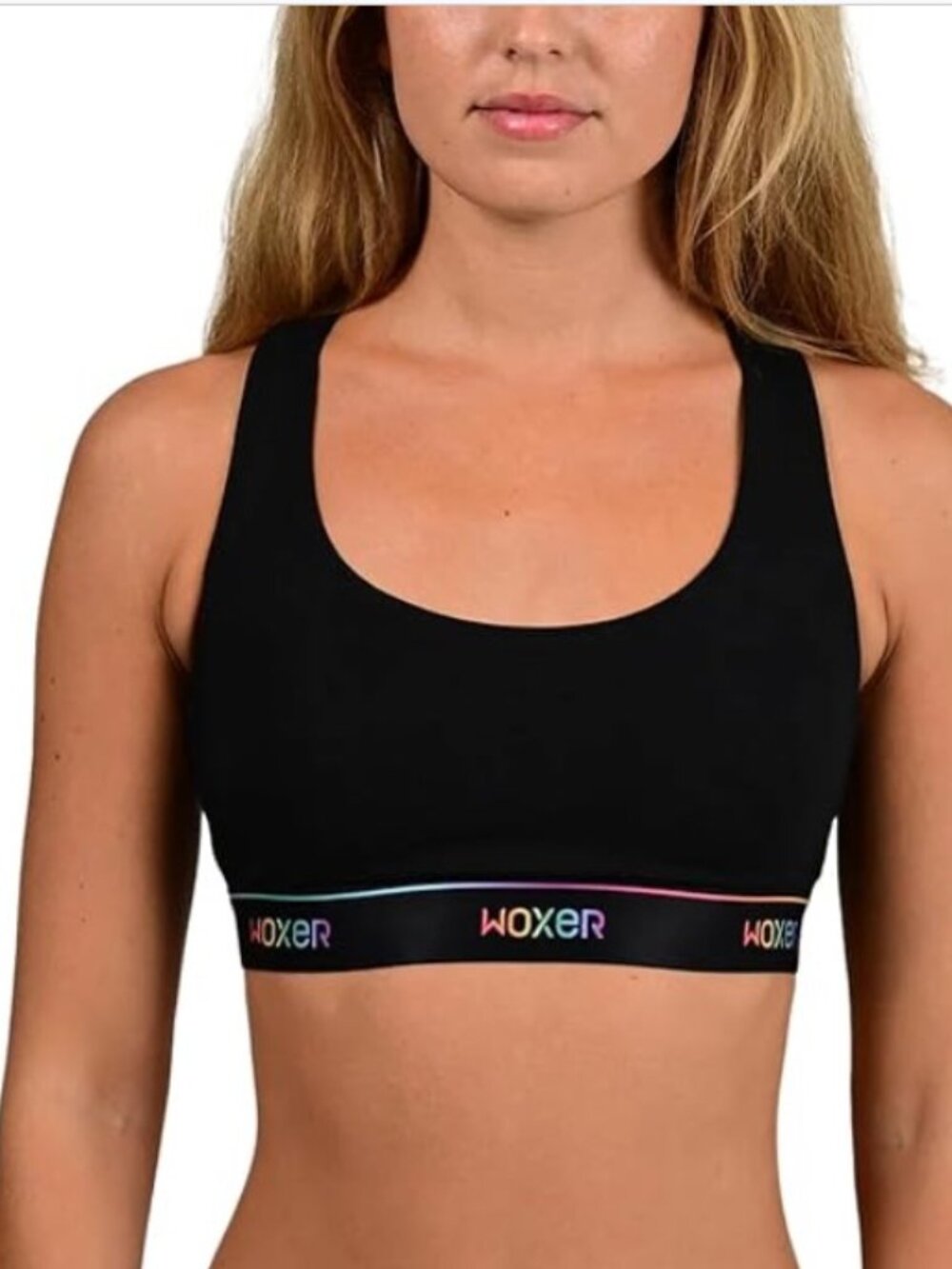 Woxer the Boss Bralette in Black Rainbow Logo, M